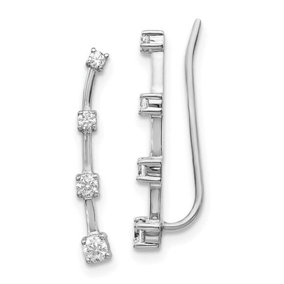 14K White Gold Lab Grown Diamond SI1/SI2, G H I, Earring Climbers